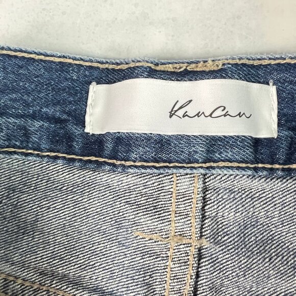 KanCan Jeans Womens 27 90s High Rise Wide Leg Flare Blue Distressed Cotton Denim - Picture 6 of 16